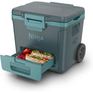 Ninja FrostVault 42qt Wheeled Cooler with Cold Dry Zone | Integrated Fridge-Temp Dry Storage Drawer | Premium Heavy-Duty Insulated Cooler | Keeps Ice Cold for Days | Halocline Green | FB242TL(Halocline Green)