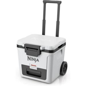Ninja FrostVault 42qt Wheeled Cooler with Cold Dry Zone | Integrated Fridge-Temp Dry Storage Drawer | Premium Heavy-Duty Insulated Cooler | Keeps Ice Cold for Days | Halocline Green | FB242TL(Cloud White)
