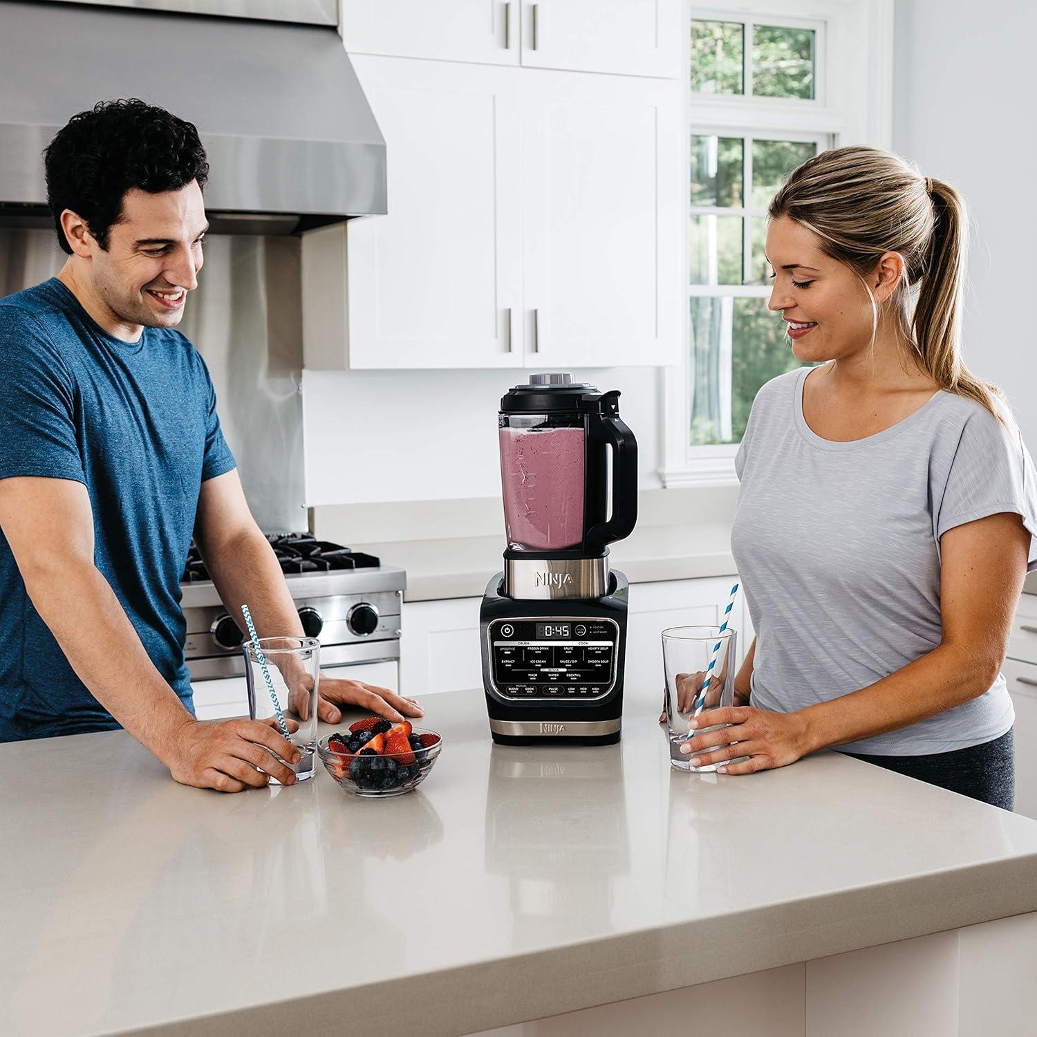 imageNINJA Foodi Cold amp Hot Cook Hot Soups Sauces and Dips Blender with 1400 Peak Watts to Crush Frozen Drinks amp HB152 64 oz Black Renewed