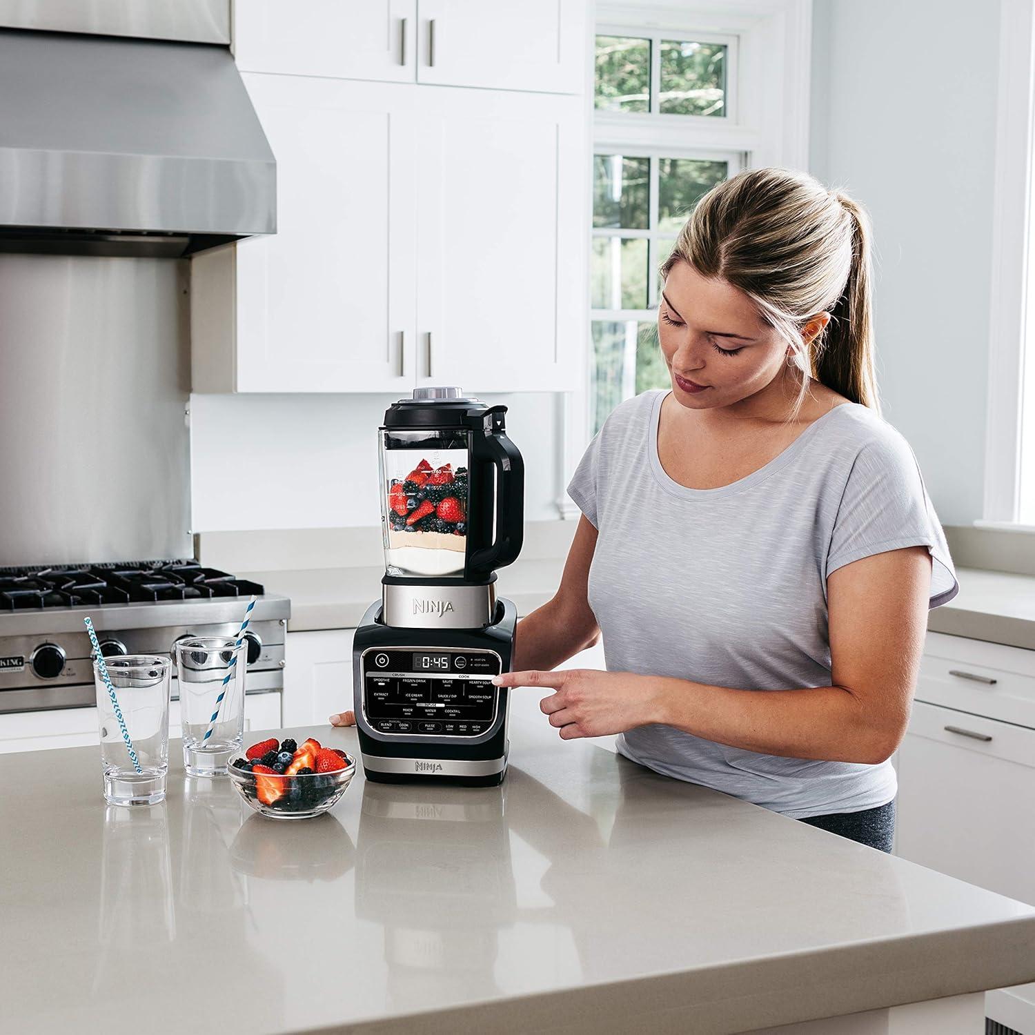 imageNINJA Foodi Cold amp Hot Cook Hot Soups Sauces and Dips Blender with 1400 Peak Watts to Crush Frozen Drinks amp HB152 64 oz Black Renewed