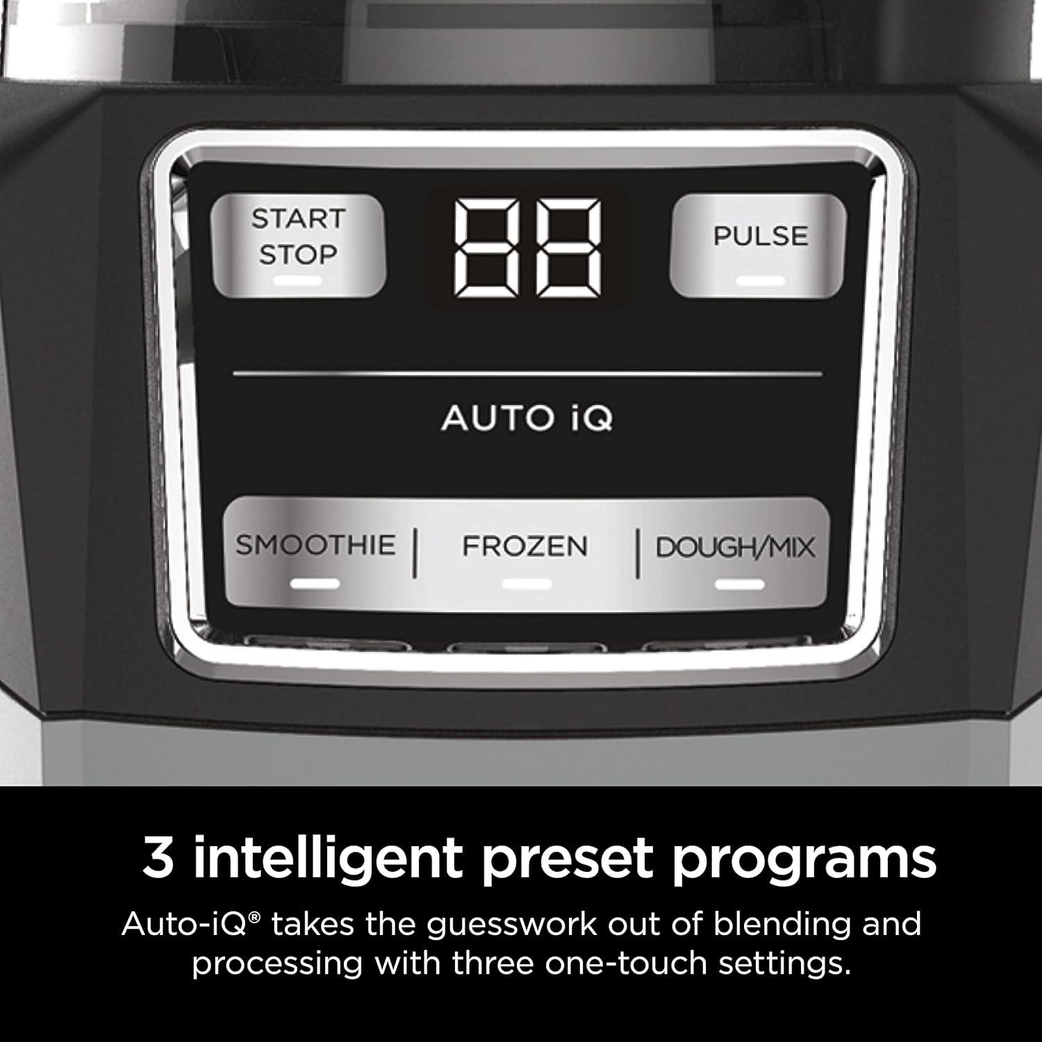 imageNinja AMZ493BRN Compact Kitchen System with AutoiQ Blender Food Processor Combo Blend Chop Mix Doughs 1200 Watts Dishwasher safe 18 oz Cup blackgrey Renewed