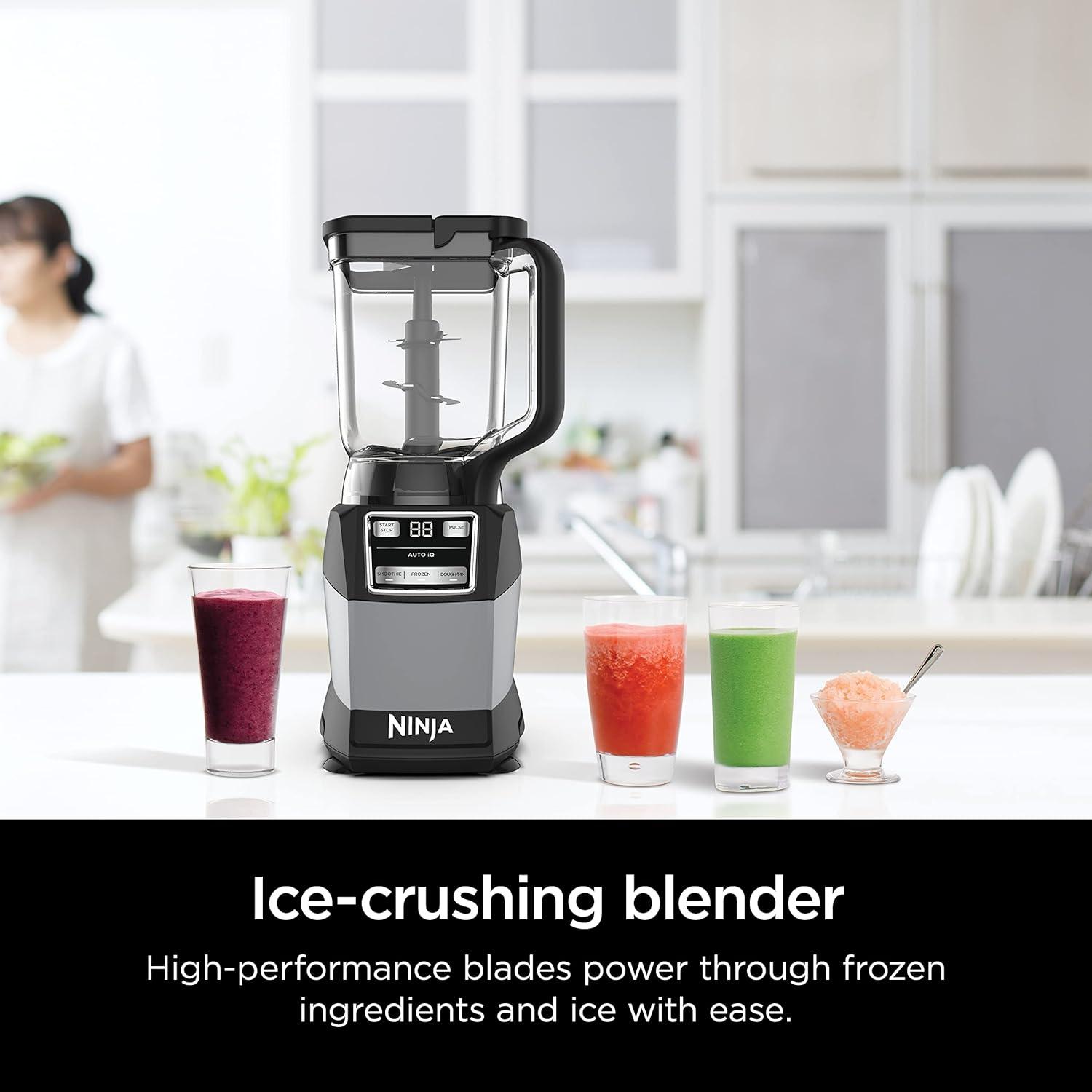 imageNinja AMZ493BRN Compact Kitchen System with AutoiQ Blender Food Processor Combo Blend Chop Mix Doughs 1200 Watts Dishwasher safe 18 oz Cup blackgrey Renewed