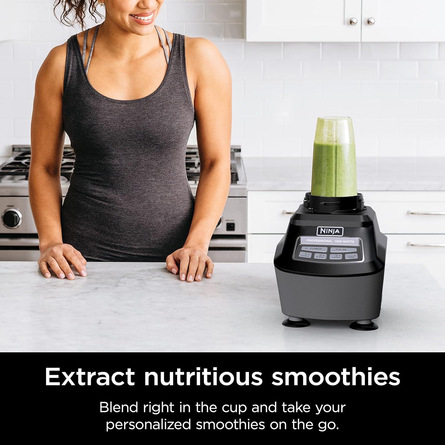 imageNinja BL770AMZ Mega Kitchen System 72 oz Pitcher 8Cup Food Processor 16 oz Single Serve Cup 1500Watt Black Renewedwith 1 Nutri Ninja Cup Lid