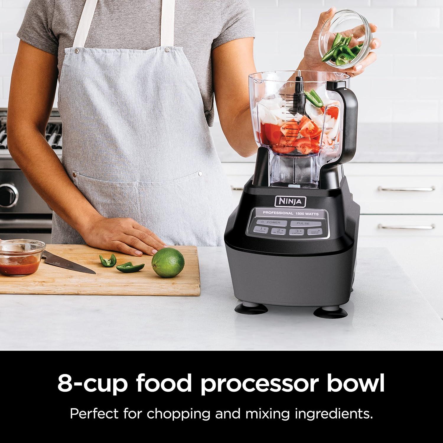 imageNinja BL770AMZ Mega Kitchen System 72 oz Pitcher 8Cup Food Processor 16 oz Single Serve Cup 1500Watt Black Renewedwith 1 Nutri Ninja Cup Lid