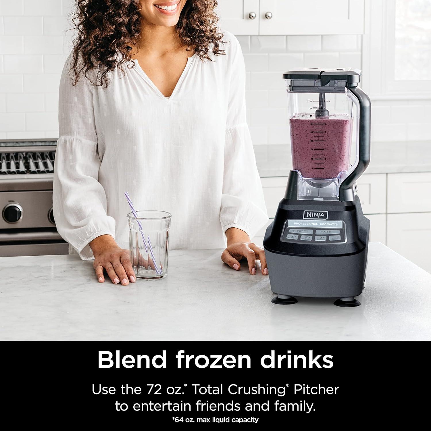 imageNinja BL770AMZ Mega Kitchen System 72 oz Pitcher 8Cup Food Processor 16 oz Single Serve Cup 1500Watt Black Renewedwith 1 Nutri Ninja Cup Lid