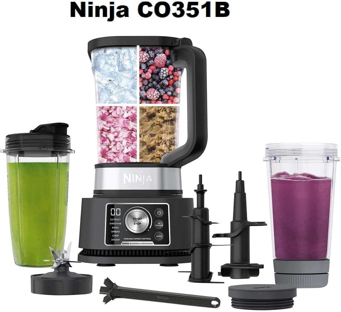 imageNinja CO351B Kitchen Nutri SS351 Foodi Power Pitcher System Smoothie Bowl Maker 4in1 Blender Food Processor Single Serve Blender 1400WP smartTORQUE 6 AutoiQ Presets Renewed