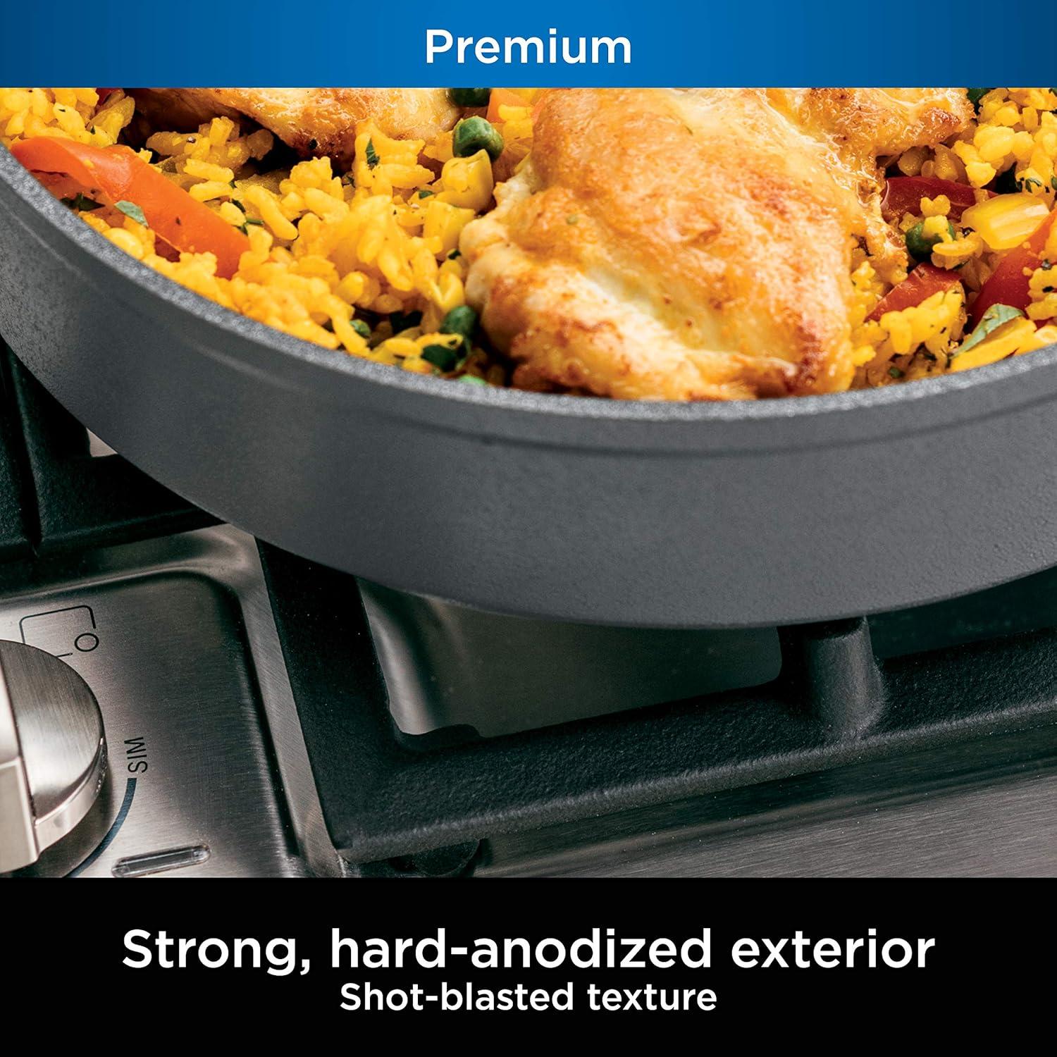 imageNinja Foodi NeverStick Professional HardAnodized 4Quart Saut Pan with Glass Lid Nonstick Durable amp Oven Safe to 500F Salt Grey C301401025 Fry Pan
