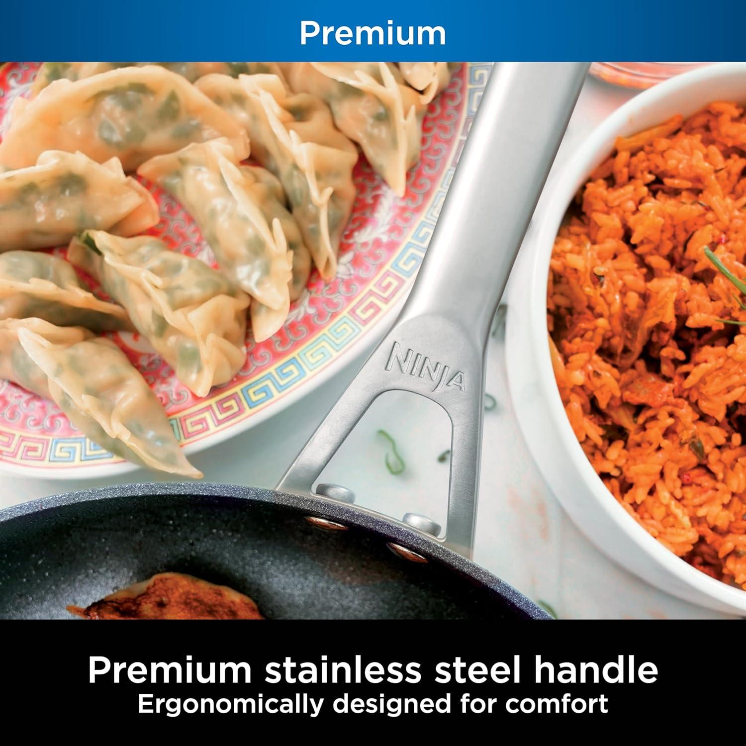 imageNinja Foodi NeverStick Professional HardAnodized 4Quart Saut Pan with Glass Lid Nonstick Durable amp Oven Safe to 500F Salt Grey C301401025 Fry Pan