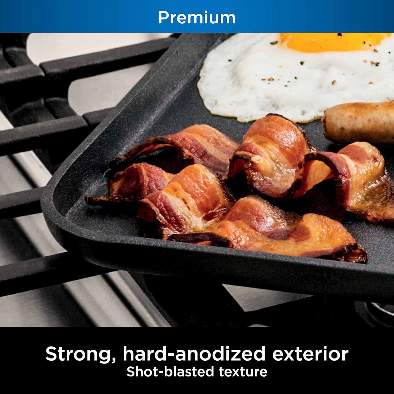imageNinja Foodi NeverStick Professional HardAnodized 4Quart Saut Pan with Glass Lid Nonstick Durable amp Oven Safe to 500F Salt Grey C3014011 Griddle Pan