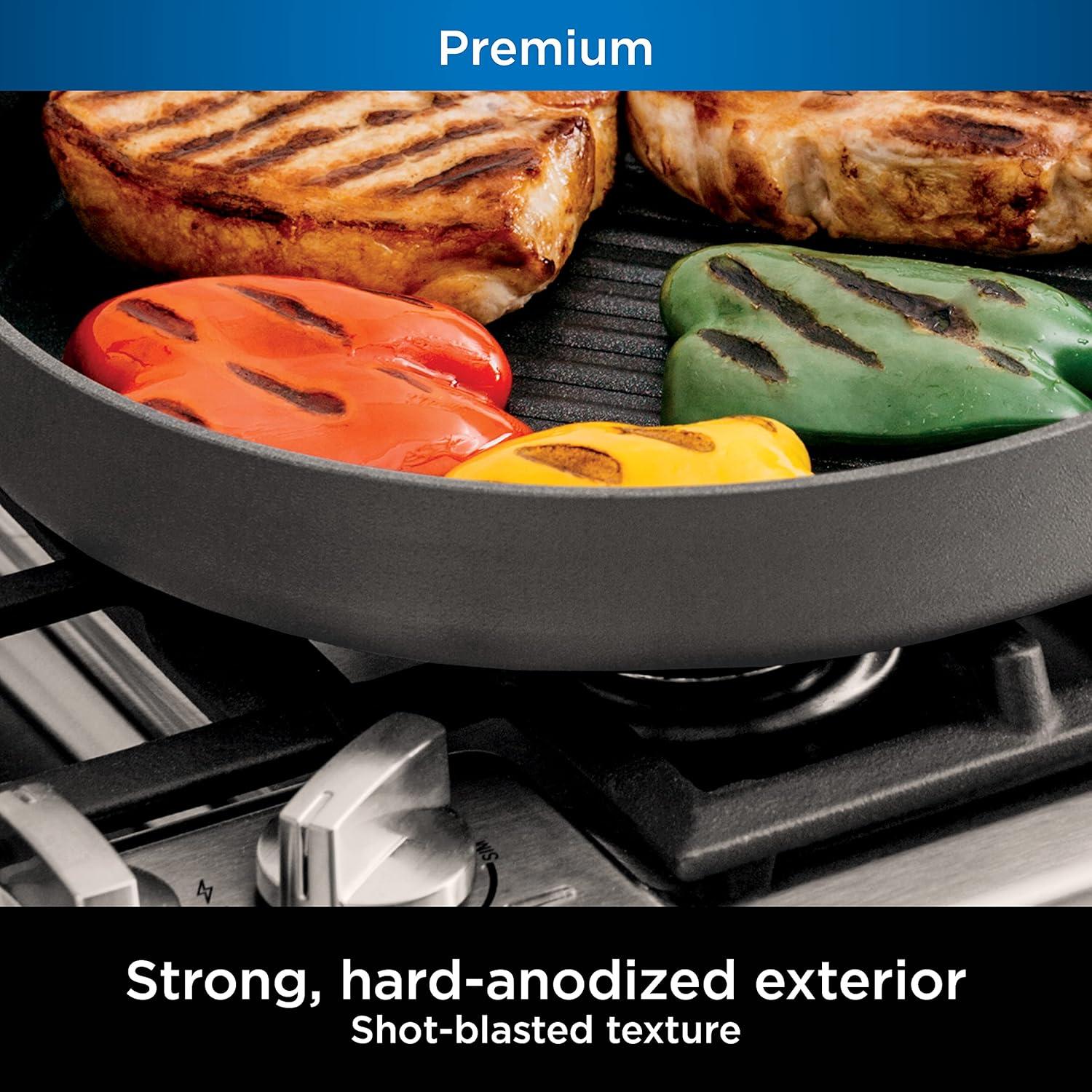 imageNinja Foodi NeverStick Professional HardAnodized 4Quart Saut Pan with Glass Lid Nonstick Durable amp Oven Safe to 500F Salt Grey C3014012 Grill Pan