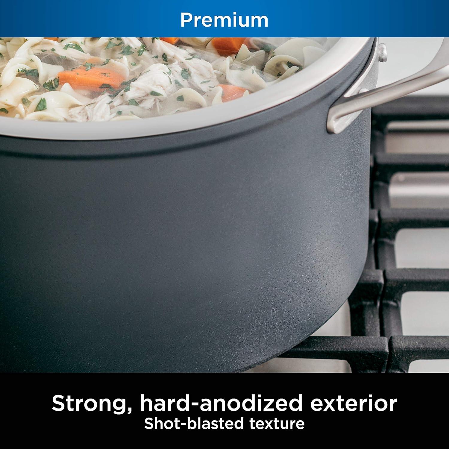 imageNinja Foodi NeverStick Professional HardAnodized 4Quart Saut Pan with Glass Lid Nonstick Durable amp Oven Safe to 500F Salt Grey C301408qt Stock Pot