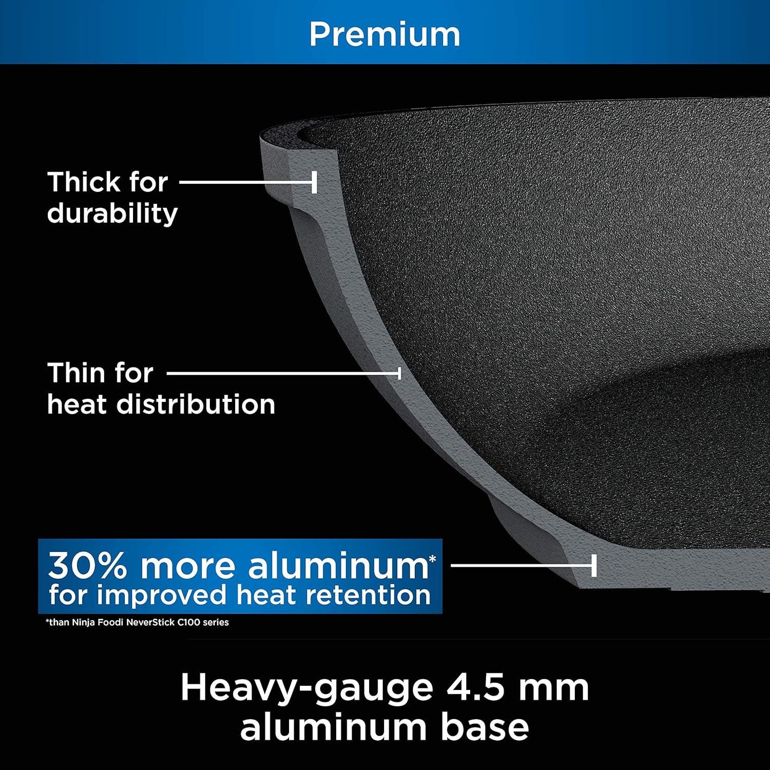 imageNinja Foodi NeverStick Professional HardAnodized 4Quart Saut Pan with Glass Lid Nonstick Durable amp Oven Safe to 500F Salt Grey C301408qt Stock Pot