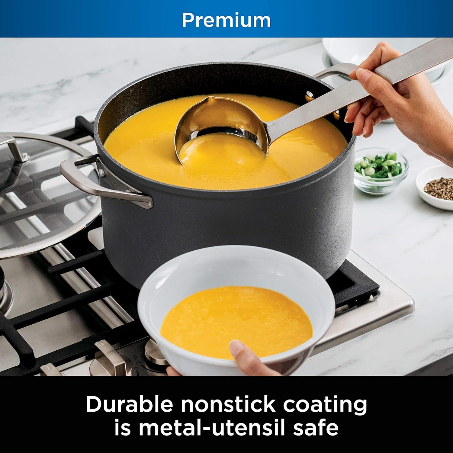 imageNinja Foodi NeverStick Professional HardAnodized 4Quart Saut Pan with Glass Lid Nonstick Durable amp Oven Safe to 500F Salt Grey C301408qt Stock Pot
