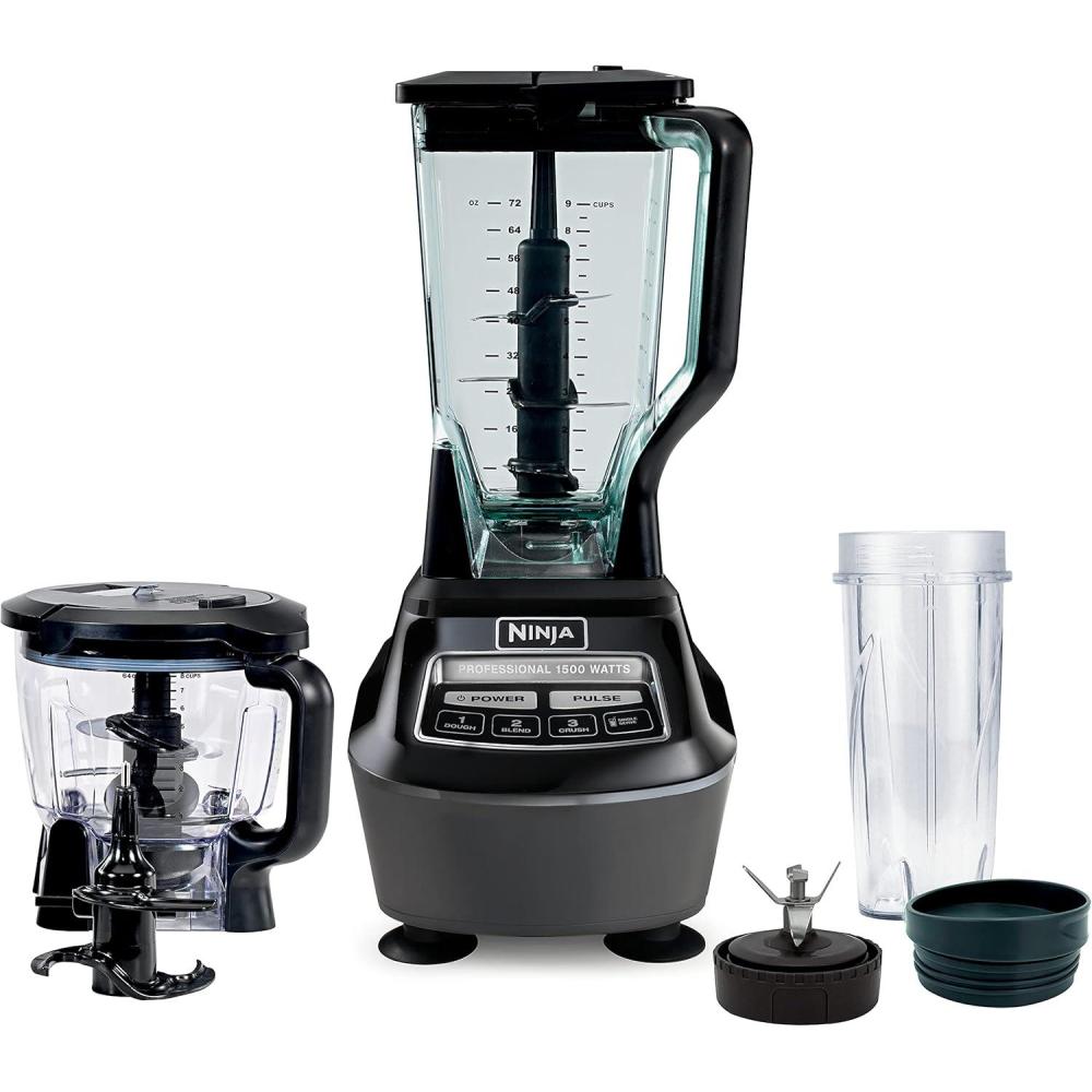 imageNinja BL770AMZ Mega Kitchen System 72 oz Pitcher 8Cup Food Processor 16 oz Single Serve Cup 1500Watt Black Renewedwith 1 Nutri Ninja Cup Lid