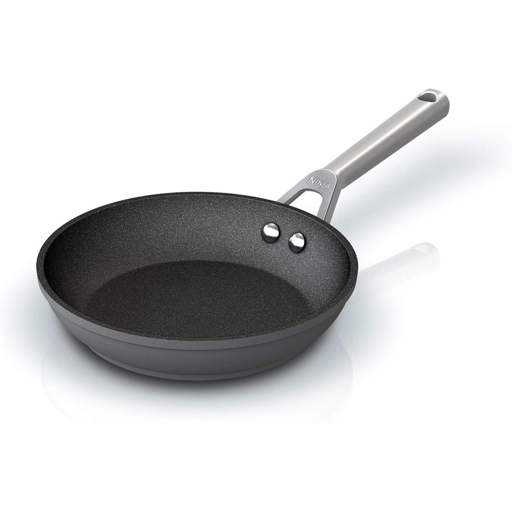 imageNinja Foodi NeverStick Professional HardAnodized 4Quart Saut Pan with Glass Lid Nonstick Durable amp Oven Safe to 500F Salt Grey C301408 Fry Pan