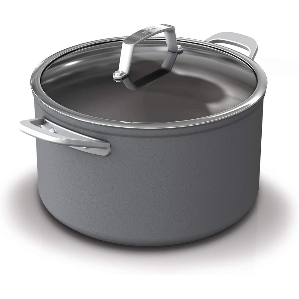 imageNinja Foodi NeverStick Professional HardAnodized 4Quart Saut Pan with Glass Lid Nonstick Durable amp Oven Safe to 500F Salt Grey C301408qt Stock Pot