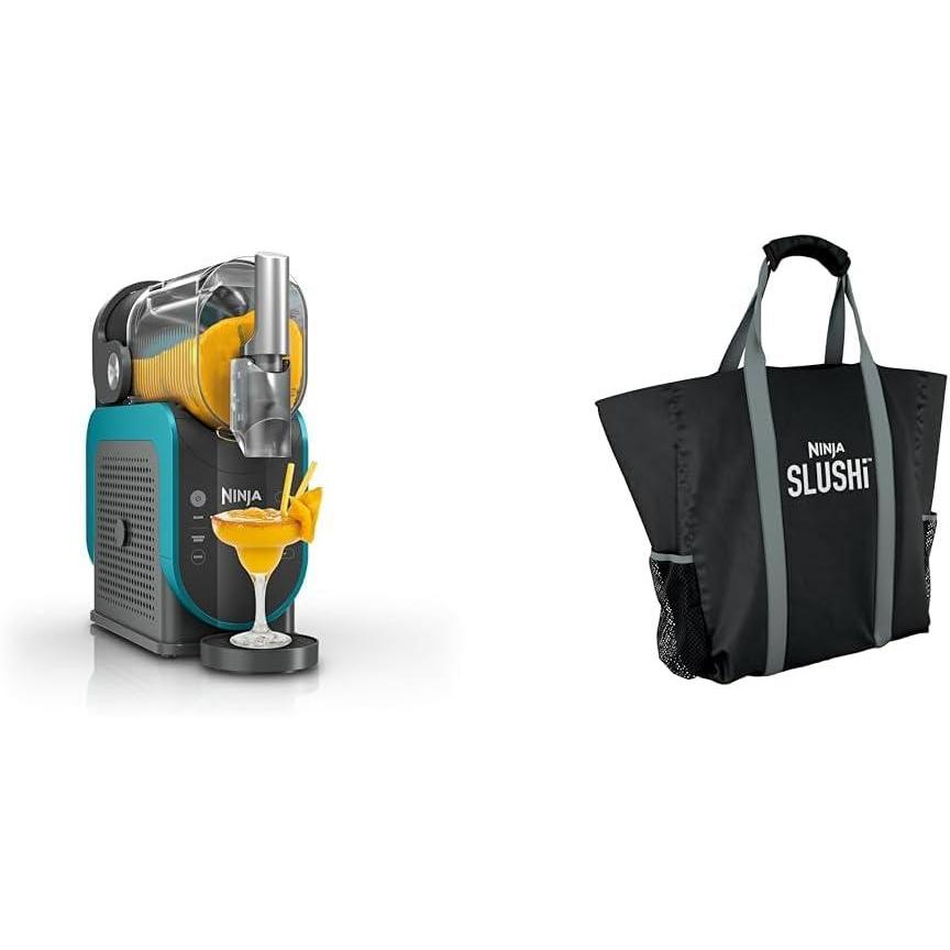imageNinja SLUSHi Professional Frozen Drink Maker Ninja SLUSHi Travel Party Tote with RapidChill Technology 88 oz Frozen Drink amp Slushie Machine 2 Programs Frozen Margaritas Premium Accents Teal