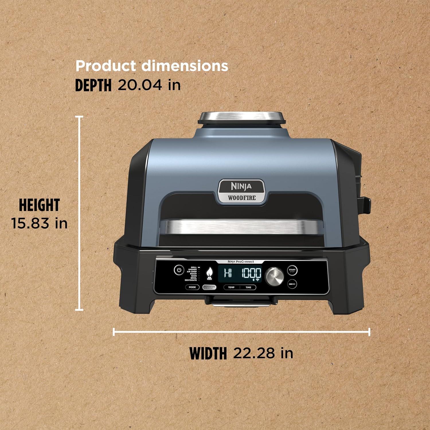 imageNinja Woodfire Pro Connect XL Outdoor Grill amp Smoker Bluetooth App Enabled 7in1 Grill BBQ Smoker Outdoor Air Fryer Woodfire Technology BuiltIn Thermometer Black amp Gold OG951BK1Black Blue