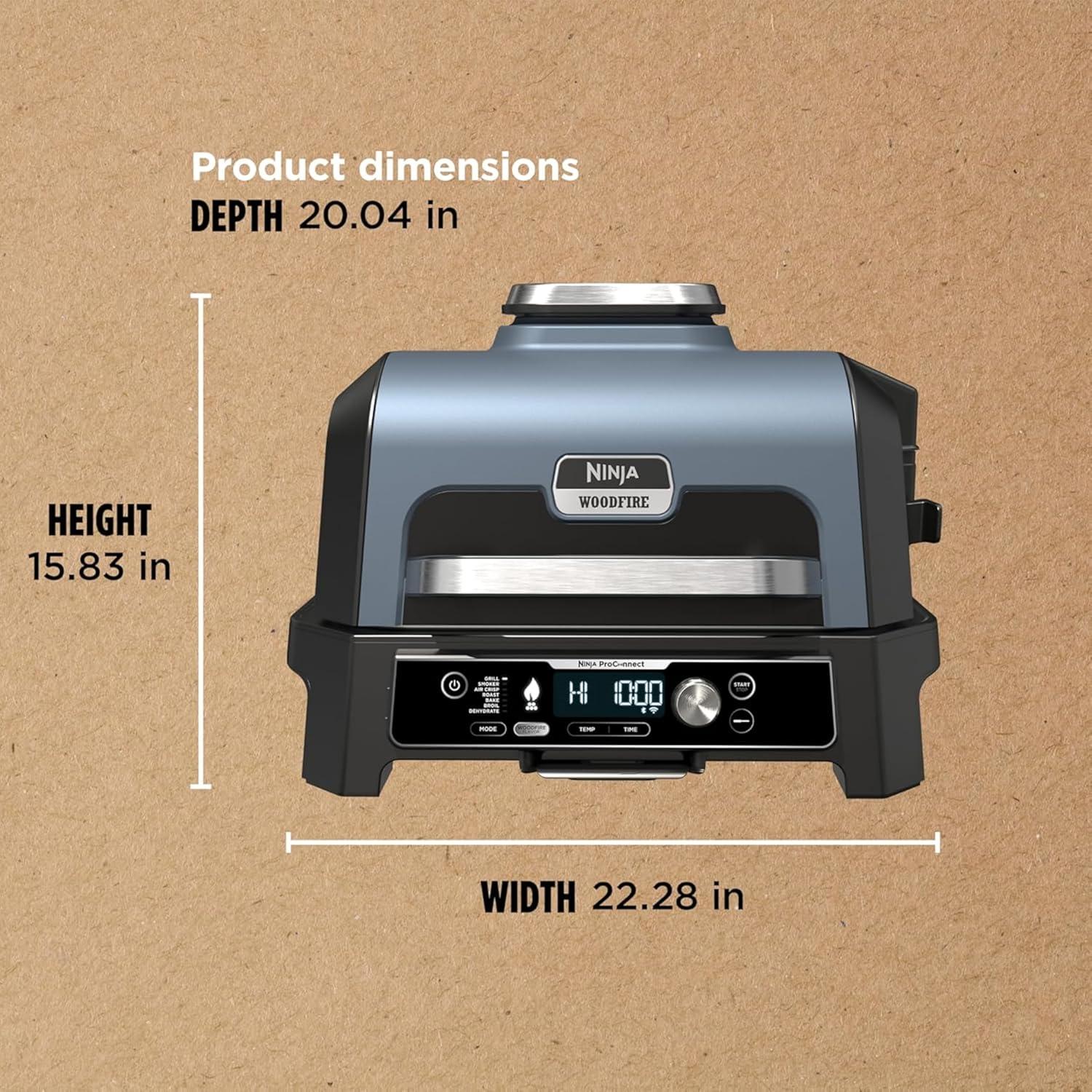 imageNinja Woodfire Pro Connect XL Outdoor Grill amp Smoker Bluetooth App Enabled 7in1 Grill BBQ Smoker Outdoor Air Fryer Woodfire Technology BuiltIn Thermometer Black amp Gold OG951BK1Black Gold
