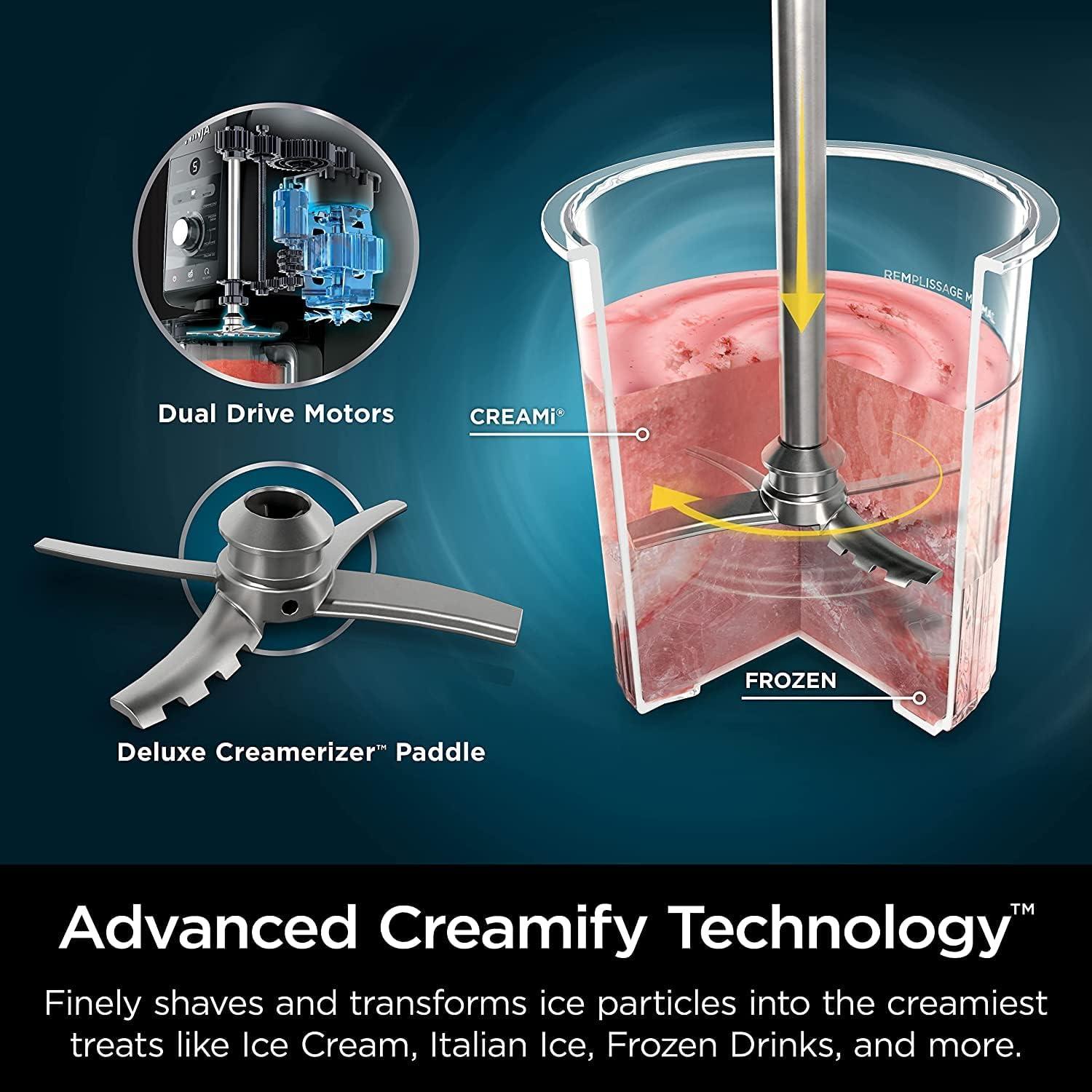 imageNinja NC501 CREAMi Deluxe 11in1 Ice Cream amp Frozen Treat Maker for Ice Cream Sorbet Milkshakes Frozen Drinks amp More 11 Programs with 2 XL Family Size Pint Containers Cherry Red RenewedNC501HRD