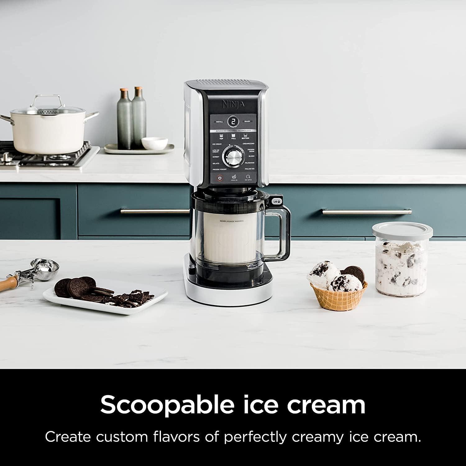 imageNinja NC501 CREAMi Deluxe 11in1 Ice Cream amp Frozen Treat Maker for Ice Cream Sorbet Milkshakes Frozen Drinks amp More 11 Programs with 2 XL Family Size Pint Containers Cherry Red RenewedNC501HRD