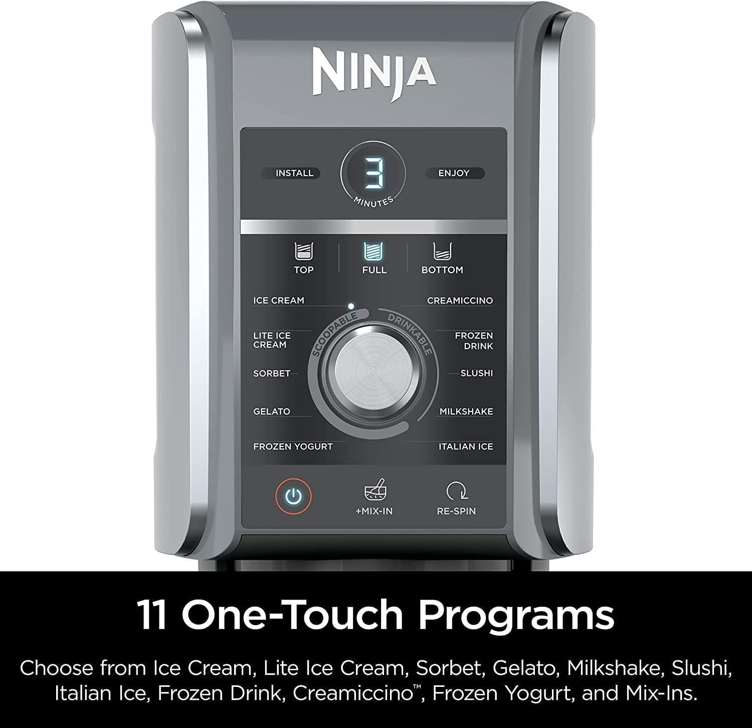 imageNinja NC501 CREAMi Deluxe 11in1 Ice Cream amp Frozen Treat Maker for Ice Cream Sorbet Milkshakes Frozen Drinks amp More 11 Programs with 2 XL Family Size Pint Containers Cherry Red RenewedNC501HRD