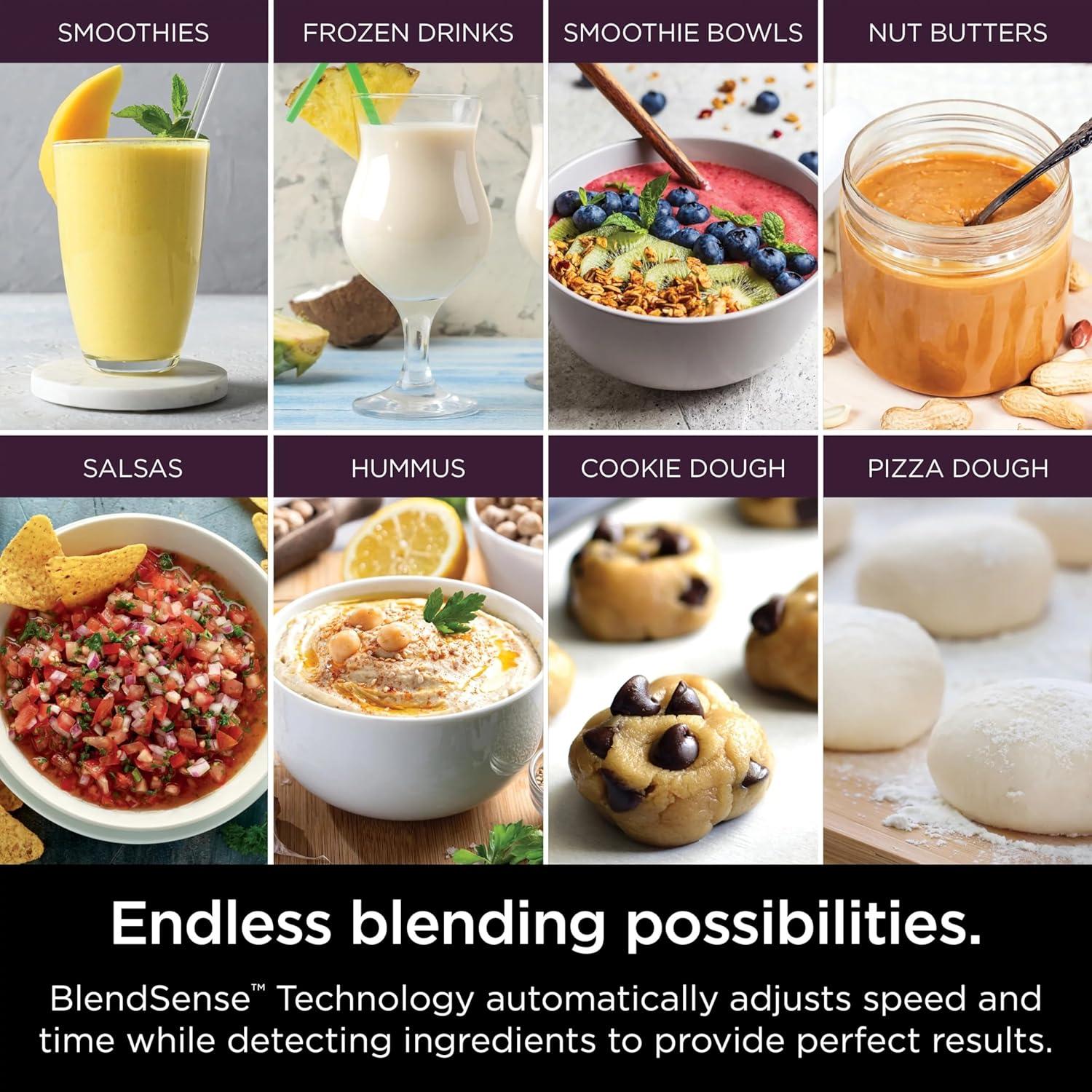 imageNinja Kitchen System Allin1 Food Processor amp Blender 8Cup Bowl amp 2 24 oz ToGo Cups For Smoothies Cookie Dough Salsas Cole Slaw amp More 1700 Peak Watt Silver TB400 Renewed