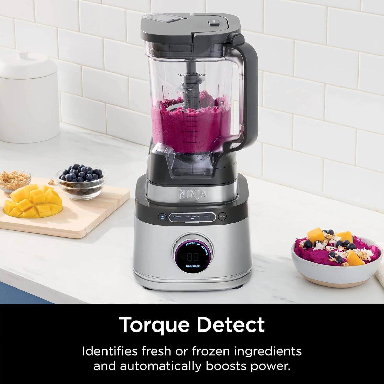imageNinja Kitchen System Allin1 Food Processor amp Blender 8Cup Bowl amp 2 24 oz ToGo Cups For Smoothies Cookie Dough Salsas Cole Slaw amp More 1700 Peak Watt Silver TB400 Renewed
