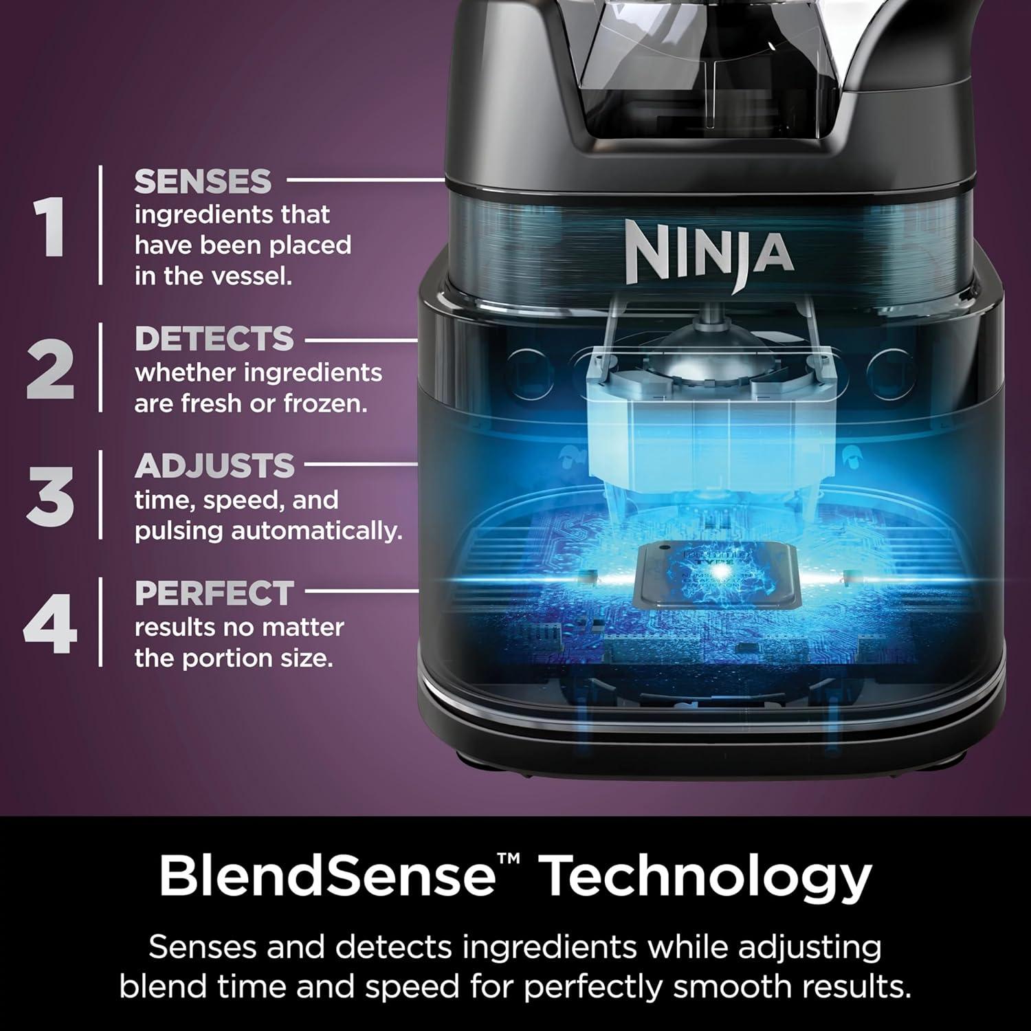 imageNinja Kitchen System Allin1 Food Processor amp Blender 8Cup Bowl amp 2 24 oz ToGo Cups For Smoothies Cookie Dough Salsas Cole Slaw amp More 1700 Peak Watt Silver TB400 Renewed