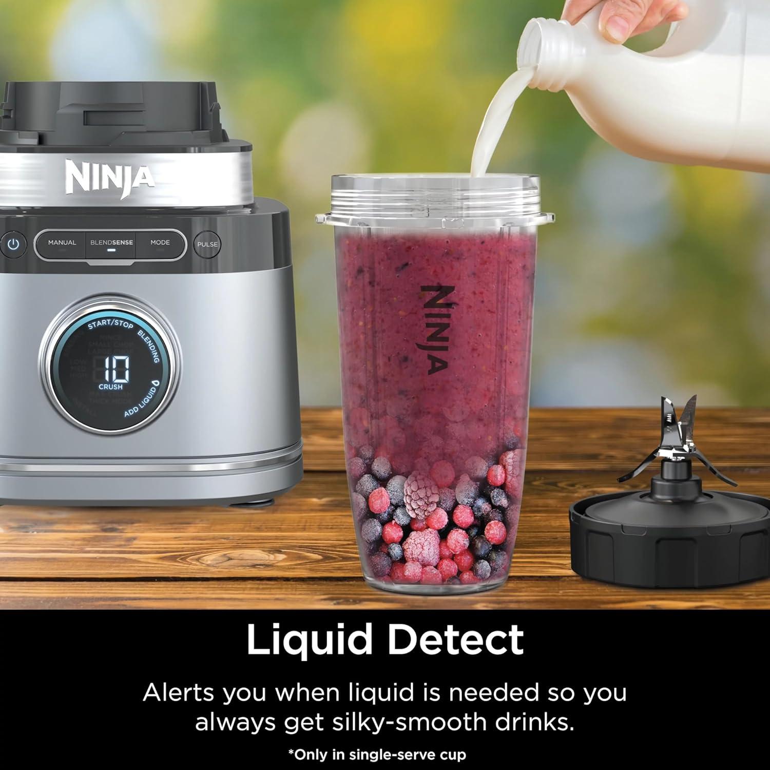 imageNinja Kitchen System Allin1 Food Processor amp Blender 8Cup Bowl amp 2 24 oz ToGo Cups For Smoothies Cookie Dough Salsas Cole Slaw amp More 1700 Peak Watt Silver TB400 Renewed