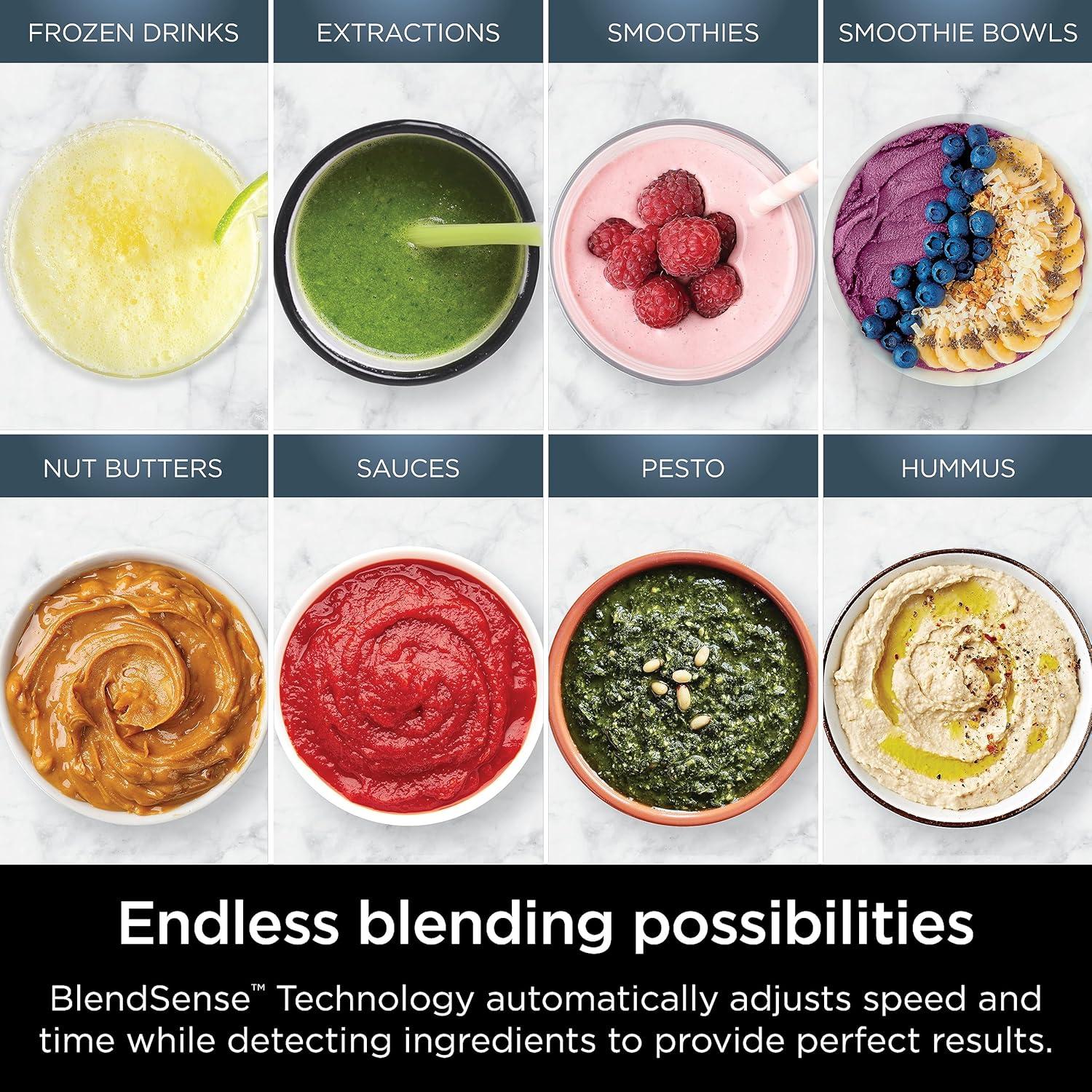 imageNinja TB301 Detect Duo Power Blender Pro Single Serve BlendSense Technology Blender For Smoothies Shakes amp More 1800 Peak Watts 72 oz Pitcher 2 24 oz ToGo Cups Black RenewedBlack