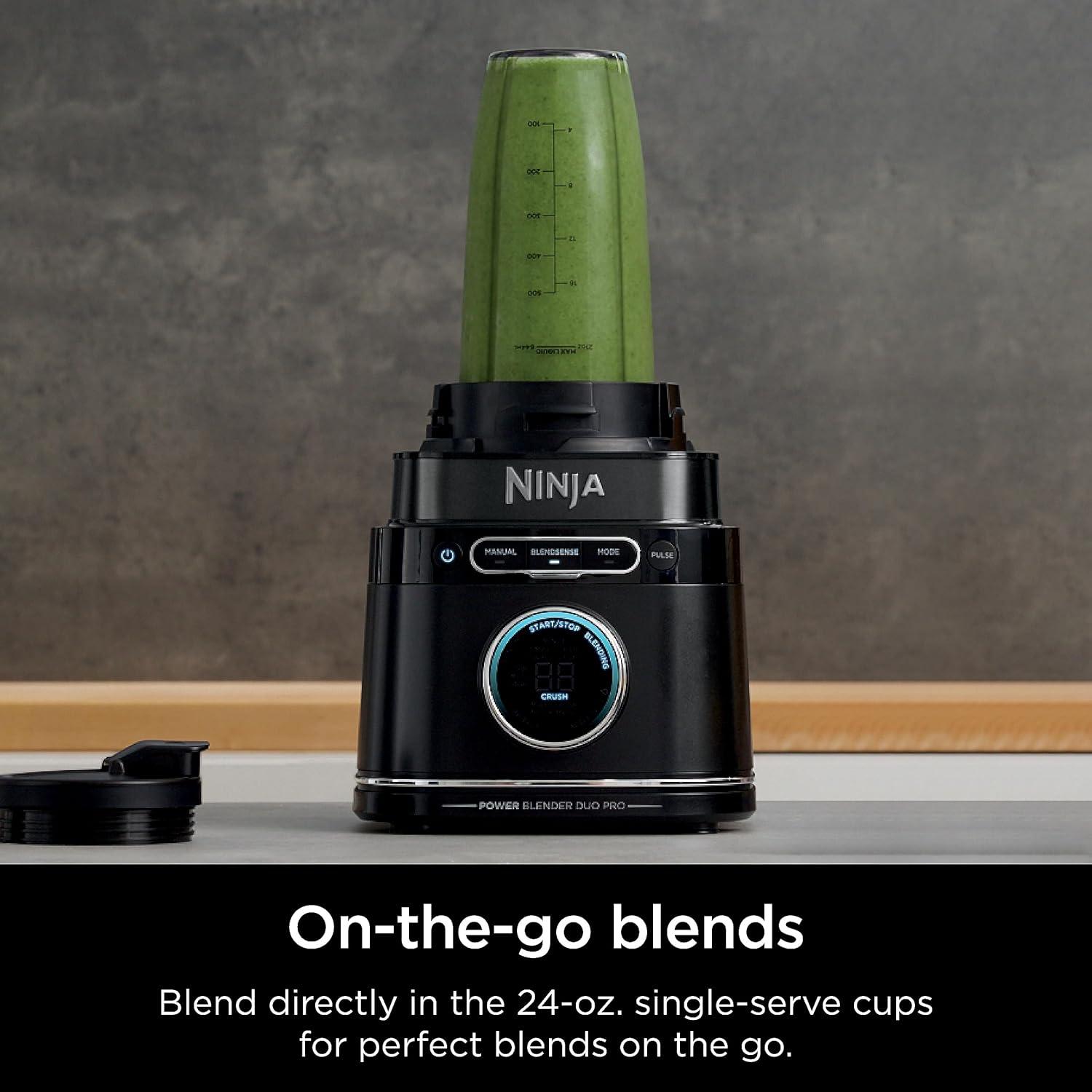 imageNinja TB301 Detect Duo Power Blender Pro Single Serve BlendSense Technology Blender For Smoothies Shakes amp More 1800 Peak Watts 72 oz Pitcher 2 24 oz ToGo Cups Black RenewedBlack