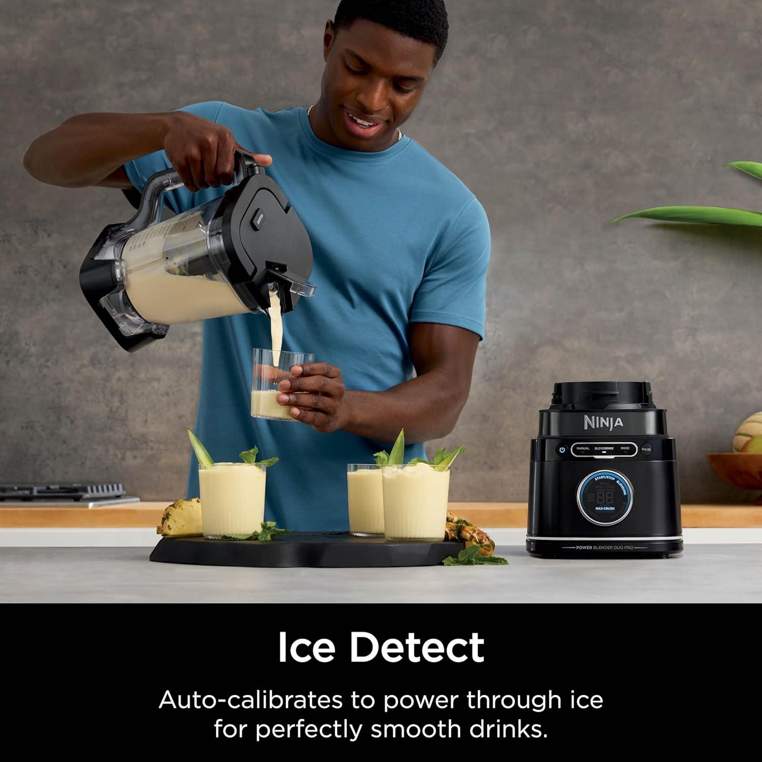 imageNinja TB301 Detect Duo Power Blender Pro Single Serve BlendSense Technology Blender For Smoothies Shakes amp More 1800 Peak Watts 72 oz Pitcher 2 24 oz ToGo Cups Black RenewedBlack