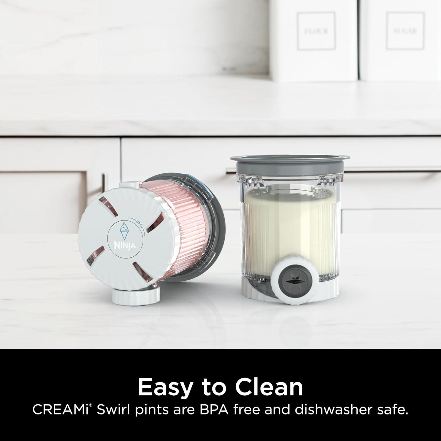 imageNinja Swirl by CREAMi Pints and Lids Compatible with NC700 Series Ninja Swirl Ice Cream amp Soft Serve Makers BPAFree amp Dishwasher Safe Grey Lids XSK7PNTLD2 2 Count Pack of 2Medium Pack of 2