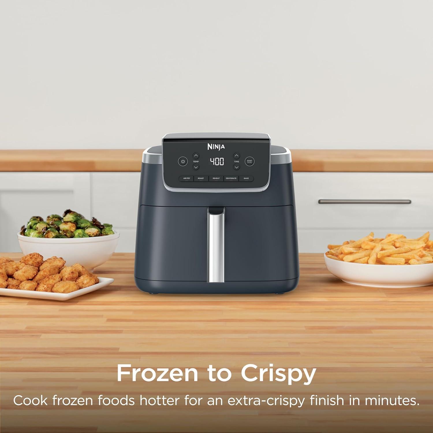 imageNinja Air Fryer Pro 5in1 5 QT Capacity Air Fry Bake Roast Reheat and Dehydrate Air Crisp Technology Nonstick Basket amp Crisper Plate Cyberspace AF142BLCyberspace
