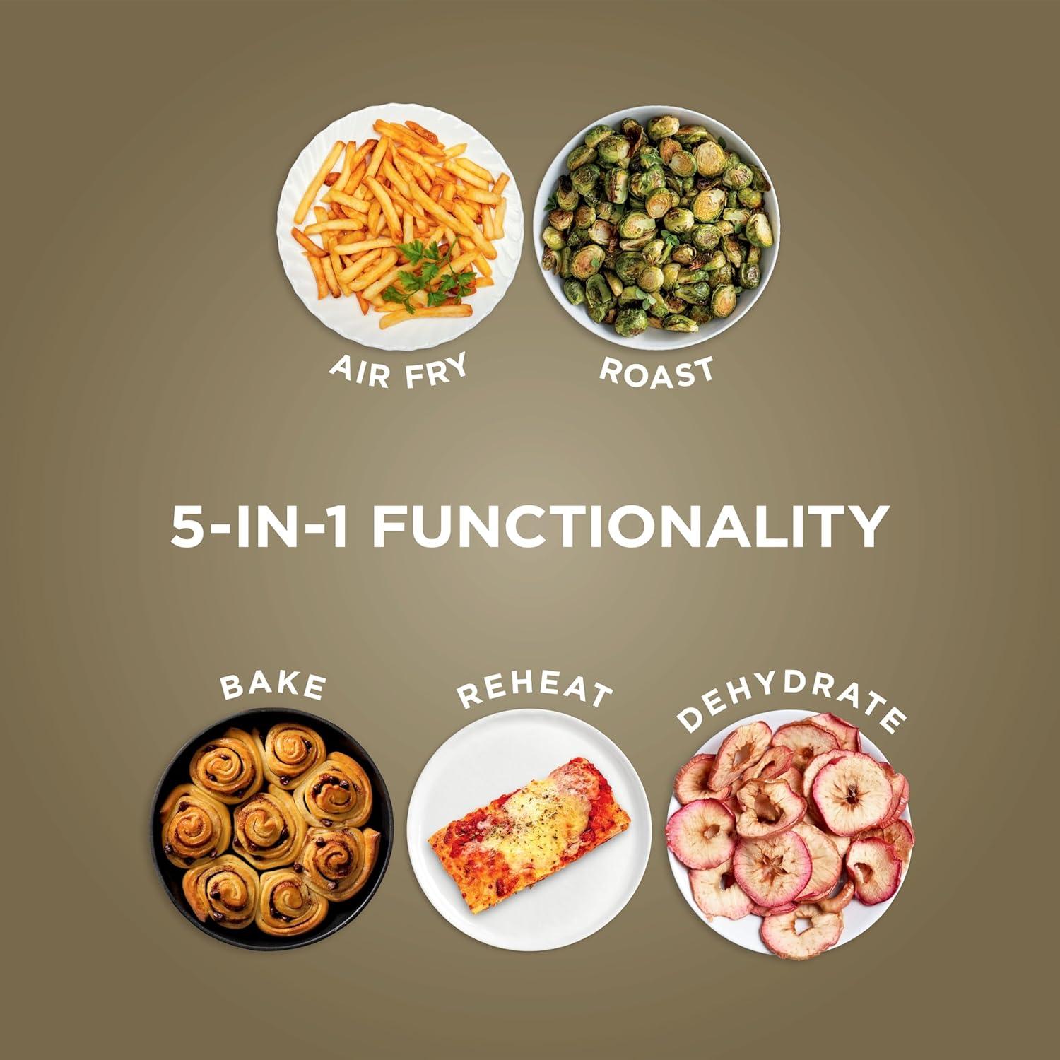 imageNinja Air Fryer Pro 5in1 5 QT Capacity Air Fry Bake Roast Reheat and Dehydrate Air Crisp Technology Nonstick Basket amp Crisper Plate Cyberspace AF142BLStone