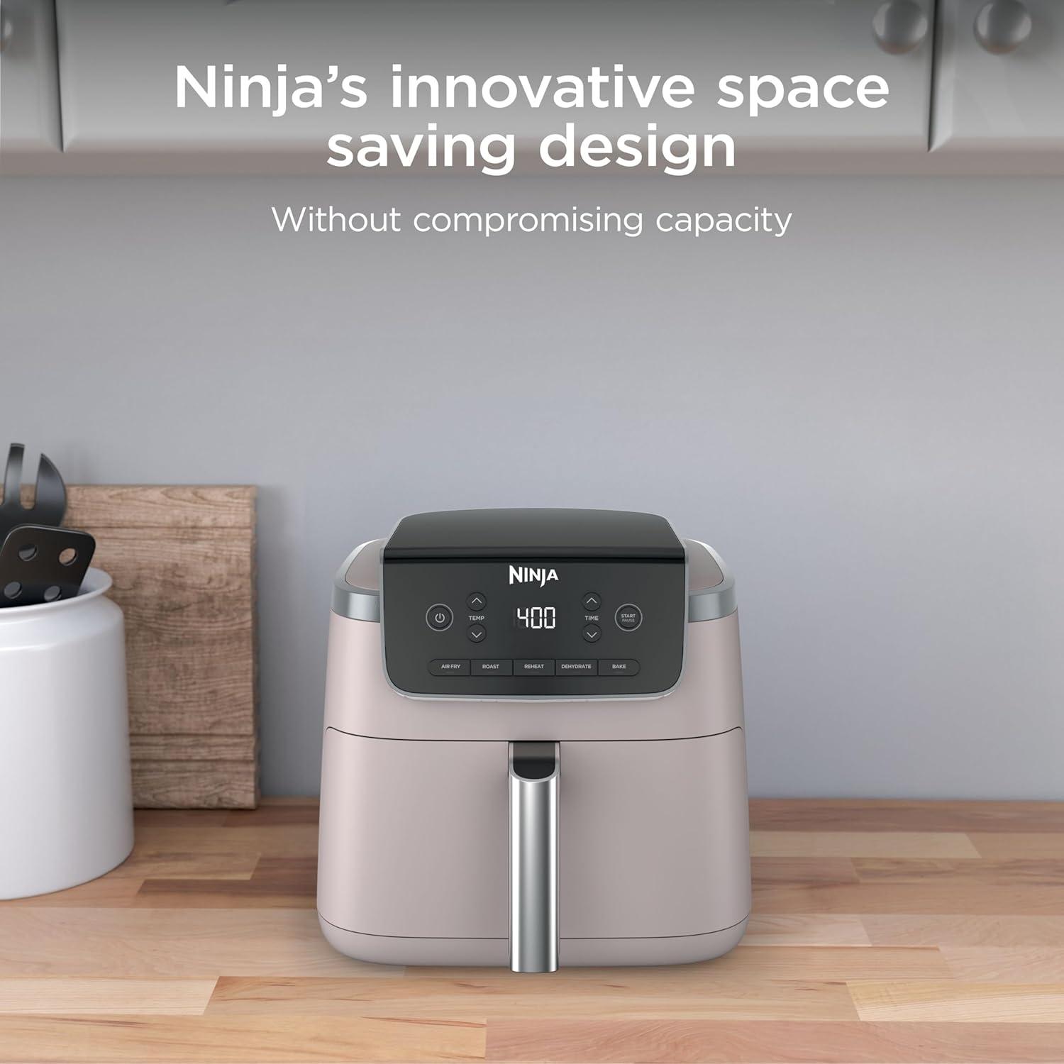 imageNinja Air Fryer Pro 5in1 5 QT Capacity Air Fry Bake Roast Reheat and Dehydrate Air Crisp Technology Nonstick Basket amp Crisper Plate Cyberspace AF142BLLight Pink