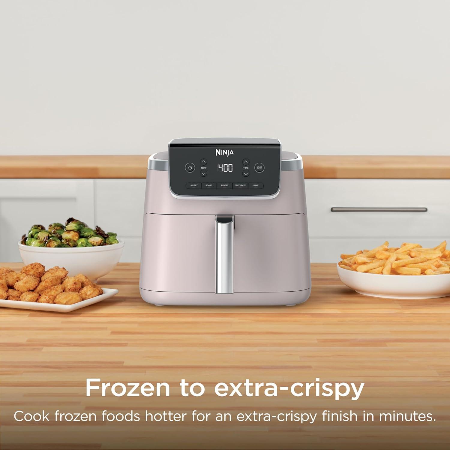 imageNinja Air Fryer Pro 5in1 5 QT Capacity Air Fry Bake Roast Reheat and Dehydrate Air Crisp Technology Nonstick Basket amp Crisper Plate Cyberspace AF142BLLight Pink