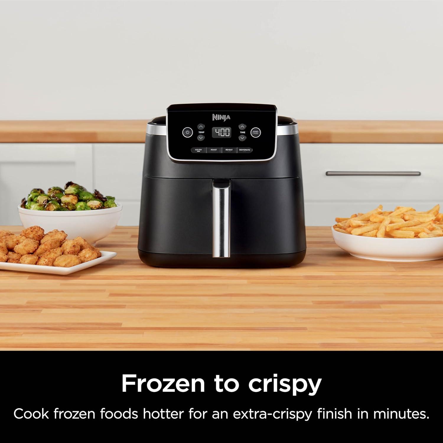 imageNinja Air Fryer Pro 5in1 5 QT Capacity Air Fry Bake Roast Reheat and Dehydrate Air Crisp Technology Nonstick Basket amp Crisper Plate Cyberspace AF142BLGrey