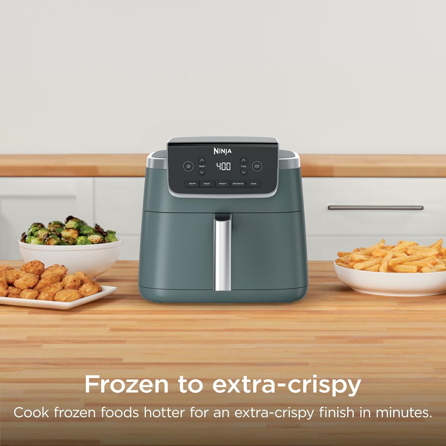imageNinja Air Fryer Pro 5in1 5 QT Capacity Air Fry Bake Roast Reheat and Dehydrate Air Crisp Technology Nonstick Basket amp Crisper Plate Cyberspace AF142BLSage