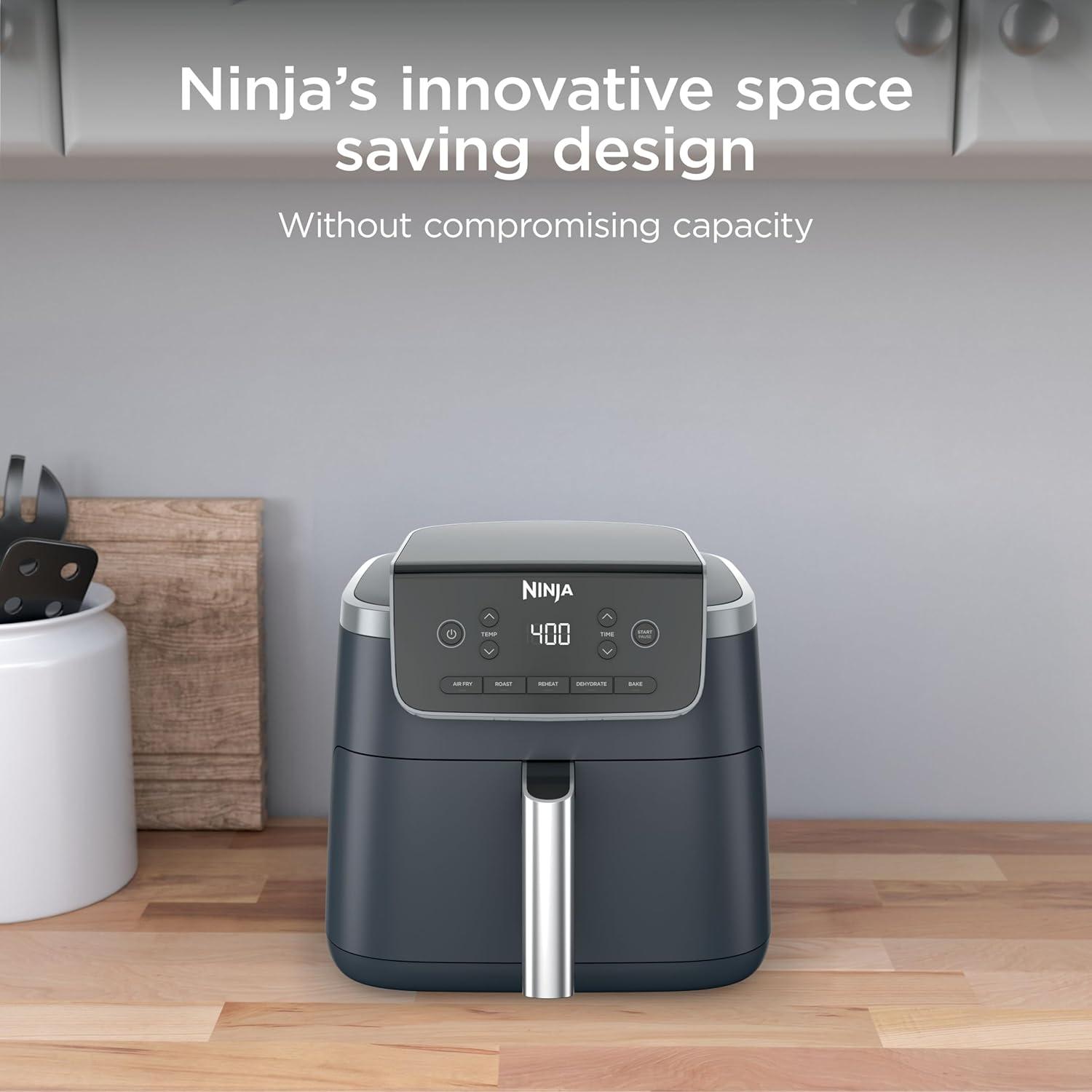 imageNinja Air Fryer Pro 5in1 5 QT Capacity Air Fry Bake Roast Reheat and Dehydrate Air Crisp Technology Nonstick Basket amp Crisper Plate Cyberspace AF142BLCyberspace