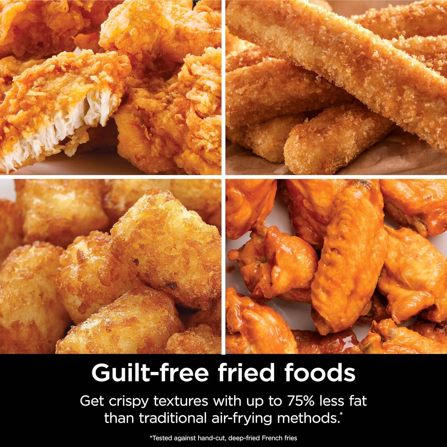 imageNinja Air Fryer Pro 5in1 5 QT Capacity Air Fry Bake Roast Reheat and Dehydrate Air Crisp Technology Nonstick Basket amp Crisper Plate Cyberspace AF142BLGrey