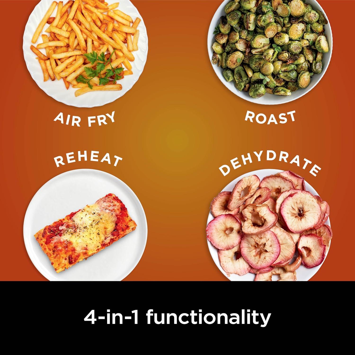 imageNinja Air Fryer Pro 5in1 5 QT Capacity Air Fry Bake Roast Reheat and Dehydrate Air Crisp Technology Nonstick Basket amp Crisper Plate Cyberspace AF142BLGrey