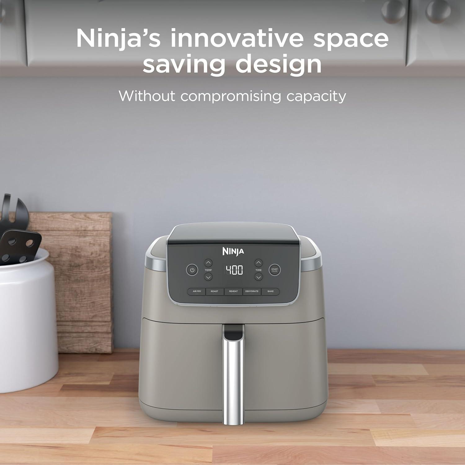 imageNinja Air Fryer Pro 5in1 5 QT Capacity Air Fry Bake Roast Reheat and Dehydrate Air Crisp Technology Nonstick Basket amp Crisper Plate Cyberspace AF142BLStone