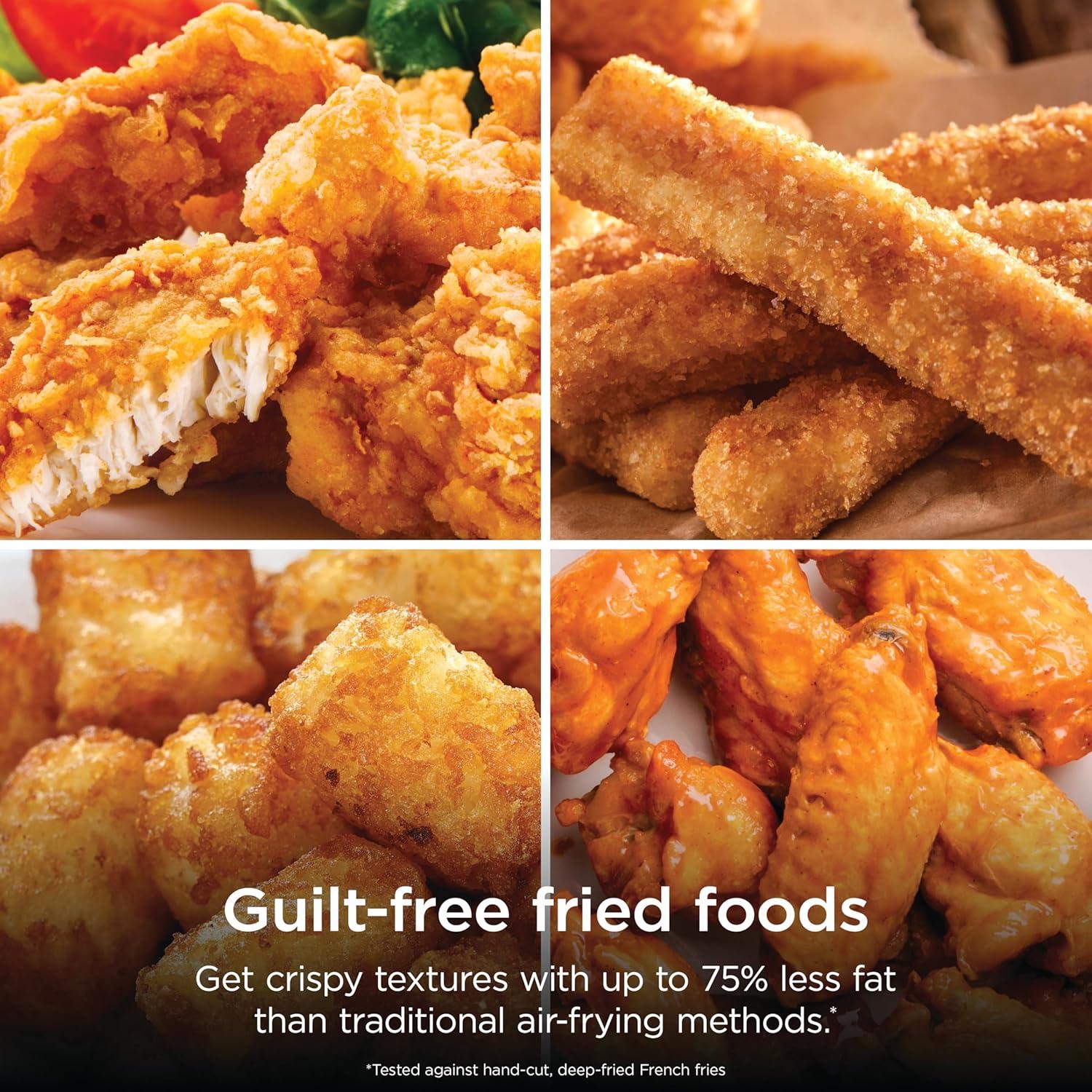 imageNinja Air Fryer Pro 5in1 5 QT Capacity Air Fry Bake Roast Reheat and Dehydrate Air Crisp Technology Nonstick Basket amp Crisper Plate Cyberspace AF142BLBlack