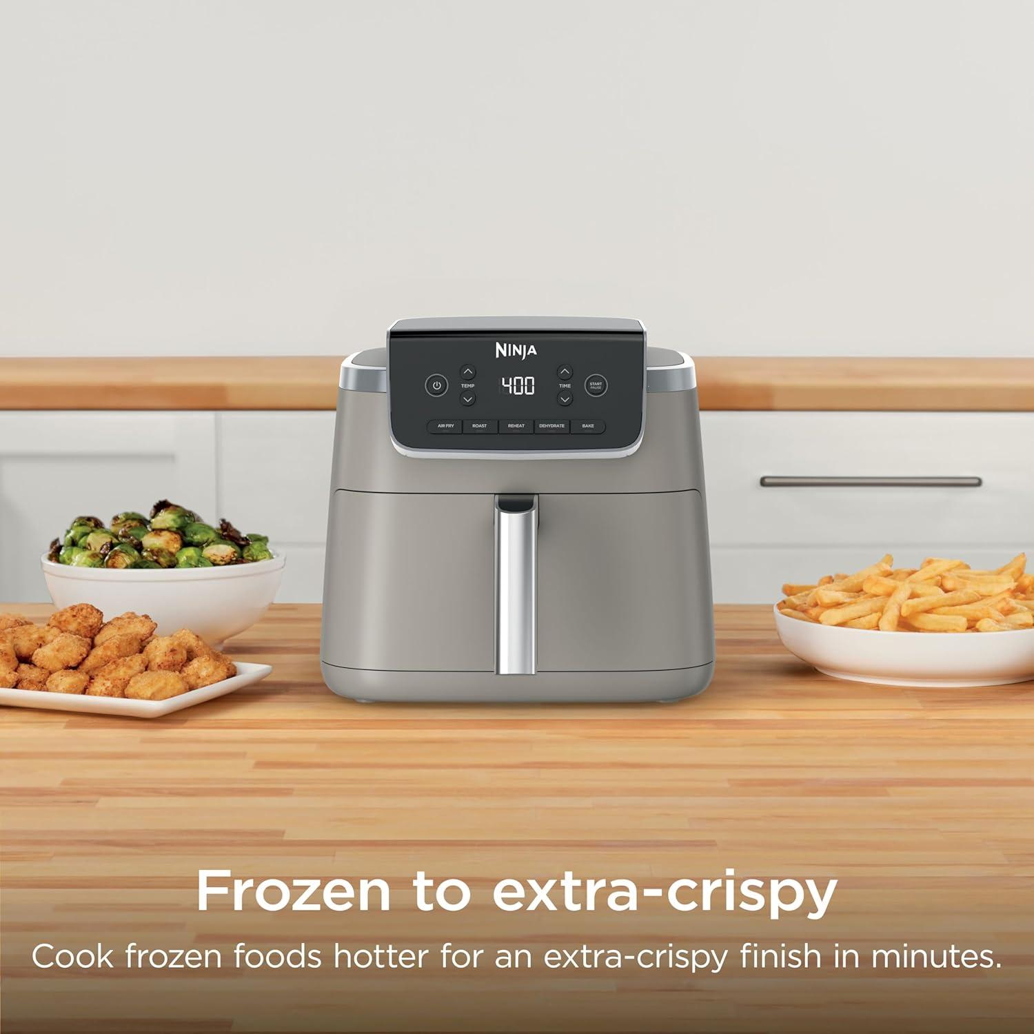 imageNinja Air Fryer Pro 5in1 5 QT Capacity Air Fry Bake Roast Reheat and Dehydrate Air Crisp Technology Nonstick Basket amp Crisper Plate Cyberspace AF142BLStone
