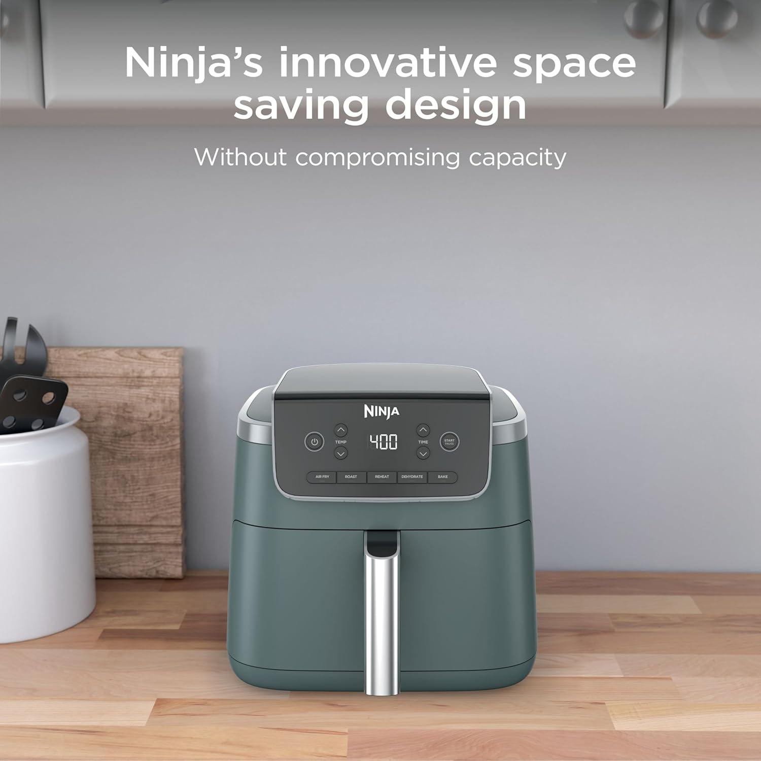 imageNinja Air Fryer Pro 5in1 5 QT Capacity Air Fry Bake Roast Reheat and Dehydrate Air Crisp Technology Nonstick Basket amp Crisper Plate Cyberspace AF142BLSage