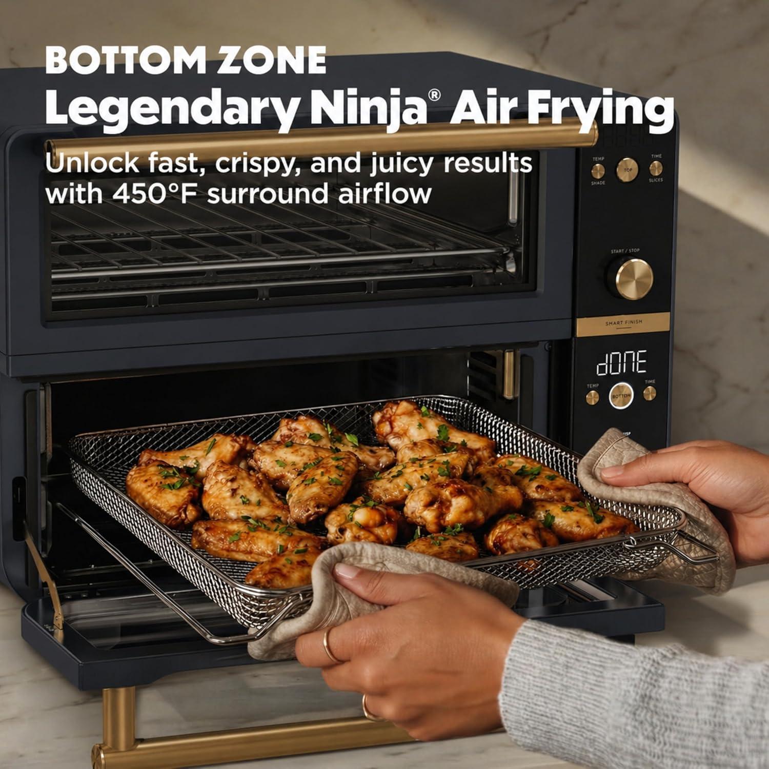 imageNinja Double Oven Pro Smart XL Countertop Oven amp Air Fryer 302 Qt Capacity 12in1 with Smart Finish amp DualZone Tech to Cook 2 Meals at Once Fits up to 45lb Chicken Stainless Steel DCT801Cyberspace