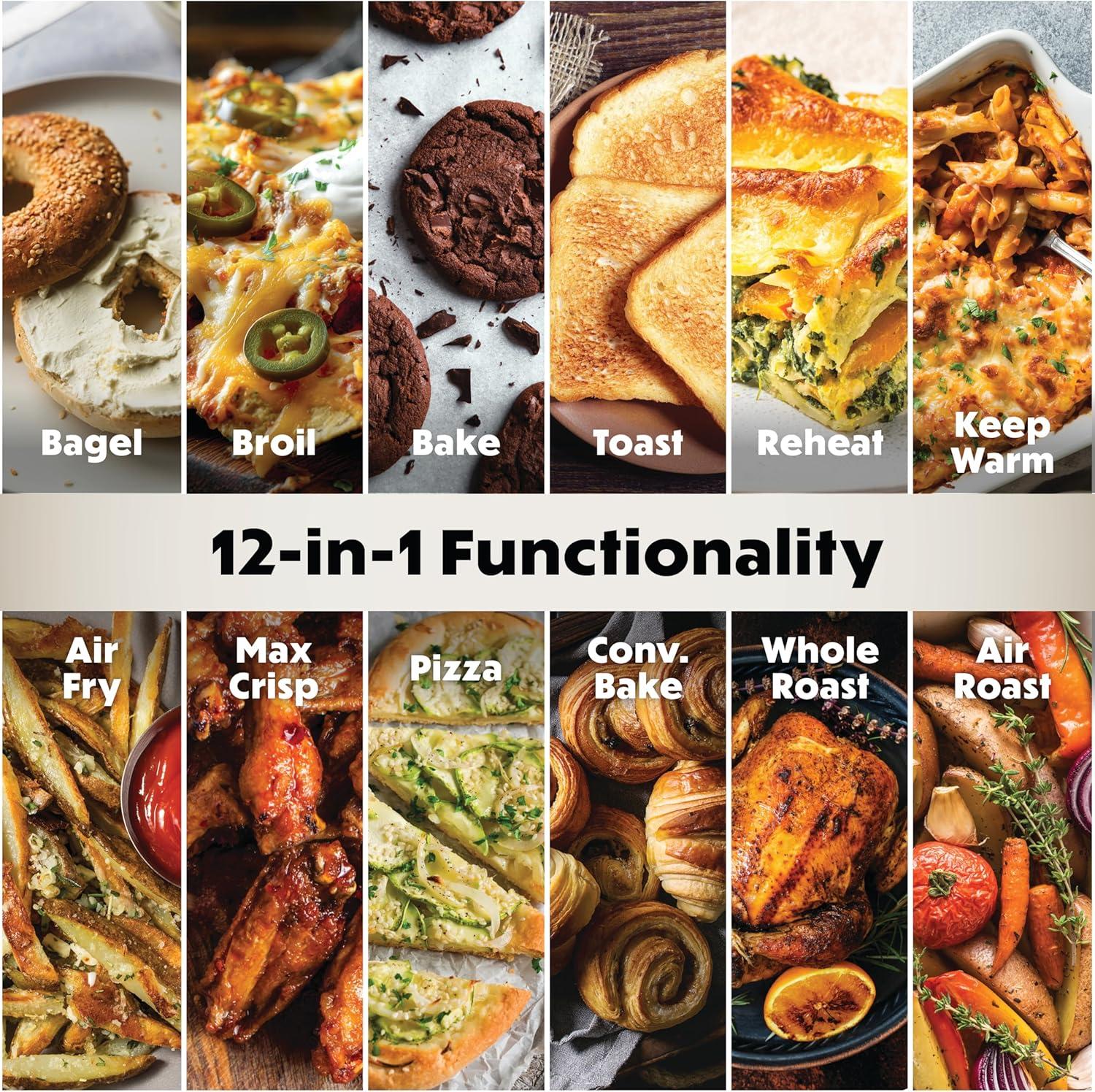 imageNinja Double Oven Pro Smart XL Countertop Oven amp Air Fryer 302 Qt Capacity 12in1 with Smart Finish amp DualZone Tech to Cook 2 Meals at Once Fits up to 45lb Chicken Stainless Steel DCT801Onyx