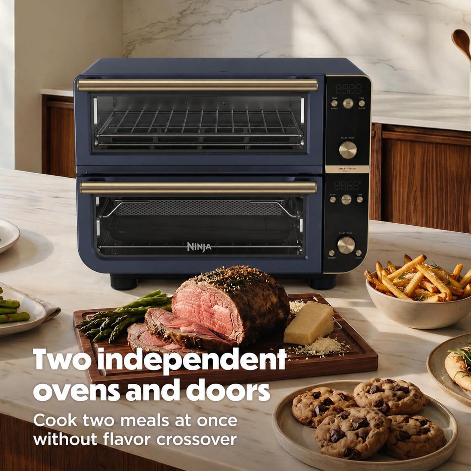 imageNinja Double Oven Pro Smart XL Countertop Oven amp Air Fryer 302 Qt Capacity 12in1 with Smart Finish amp DualZone Tech to Cook 2 Meals at Once Fits up to 45lb Chicken Stainless Steel DCT801Cyberspace